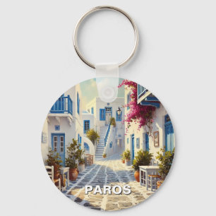 Cafe Paros Greece Islands Travel Key Ring
