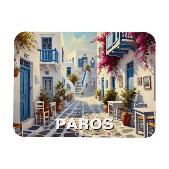 Cafe Paros Greece Islands Travel Magnet (Horizontal)