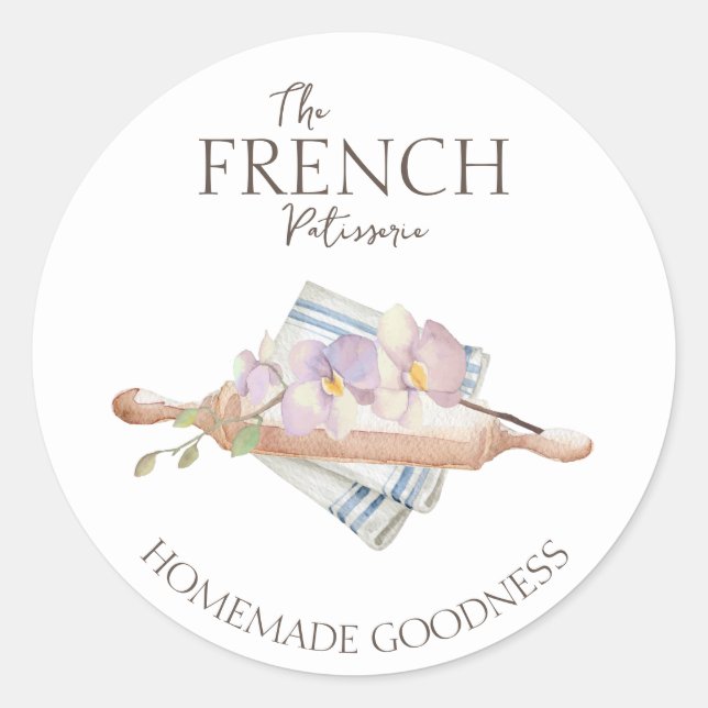 Cafe Patisserie Bakery Business Classic Round Sticker (Front)