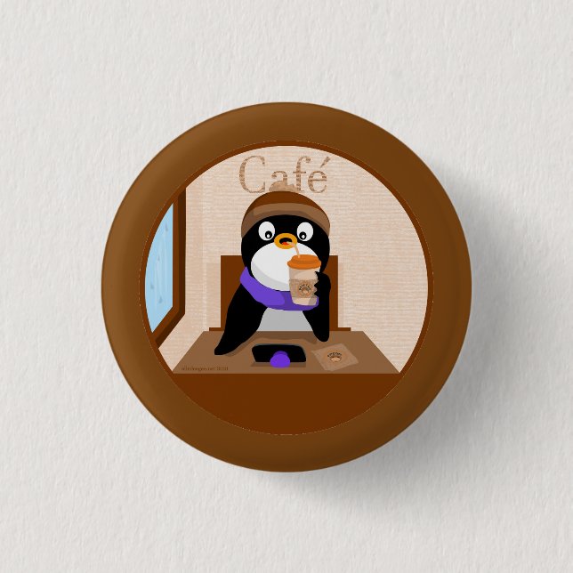 Cafe Penguin 3 Cm Round Badge (Front)
