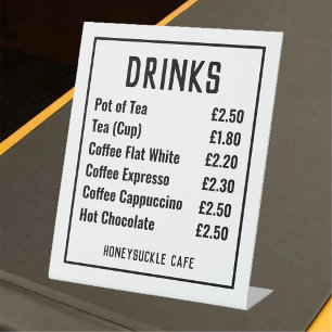 Cafe Price List Pedestal Sign