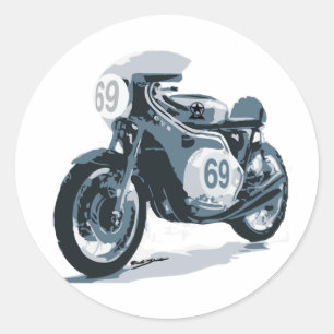 Cafe Racer Classic Motorcycle Round Sticker