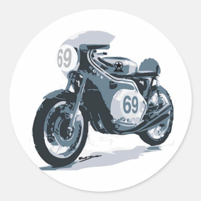 Cafe Racer Classic Motorcycle Round Sticker (Front)
