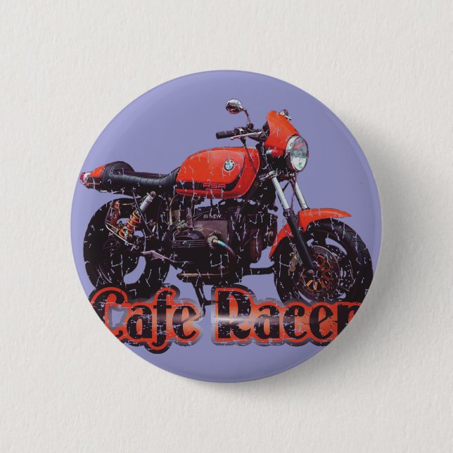 Cafe Racer Motorcycle 6 Cm Round Badge (Front)