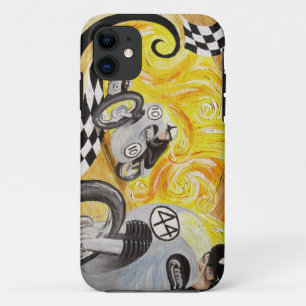 Cafe Racer - Painting of Vintage Motorcycle Racing iPhone 11 Case