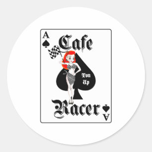 Cafe Racer Tonne Up Redhead Classic Round Sticker
