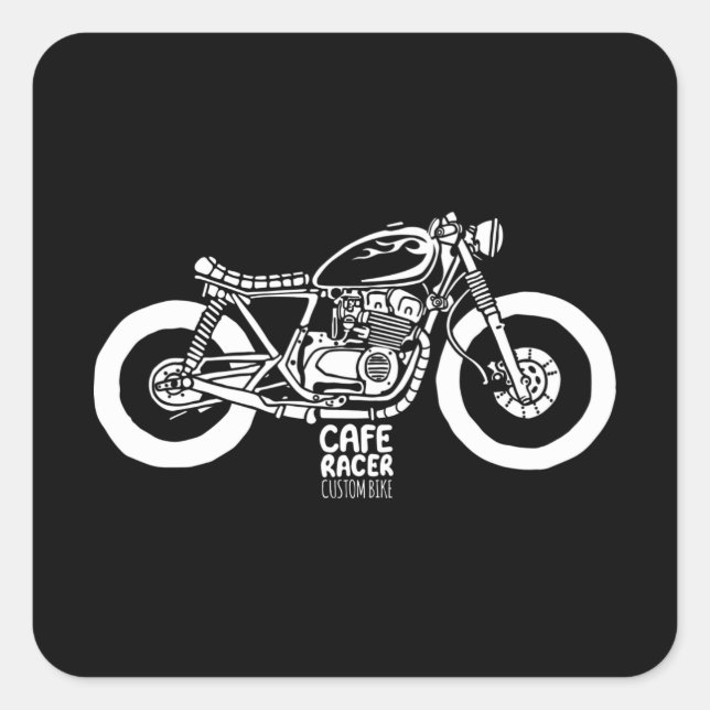 Cafe racer vintage motorcycle square sticker (Front)