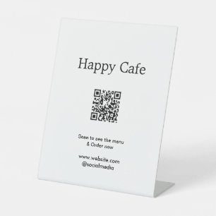 Cafe restaurant scan to see menu order QR hotel fo Pedestal Sign