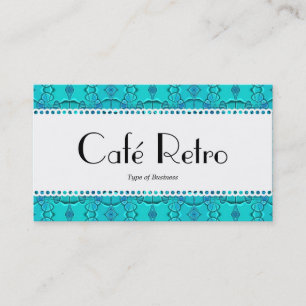 Café Retro (Scalloped) - Aqua Blue Festival Business Card