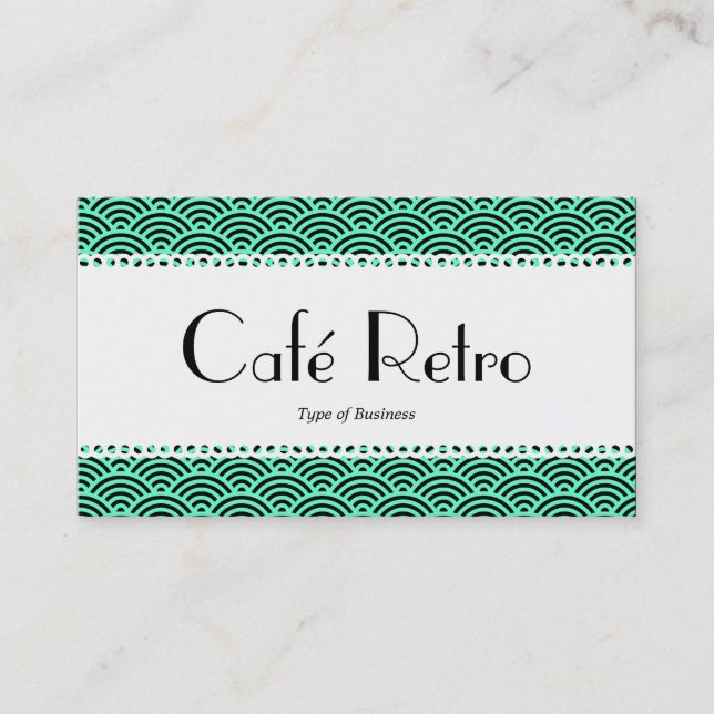 Café Retro (Scalloped) - Fish Scale Pattern Business Card (Front)