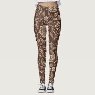 Cafe Rose Wild Floral Pattern Leggings