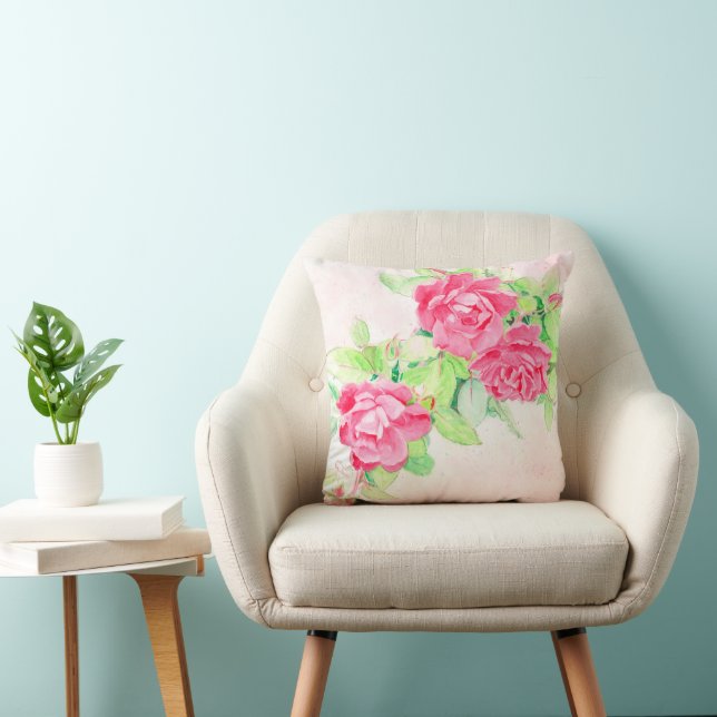 Cafe Roses Throw Pillow (Chair)