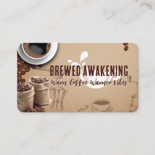 Cafe Shop Brewed Coffee and Beans Business Card