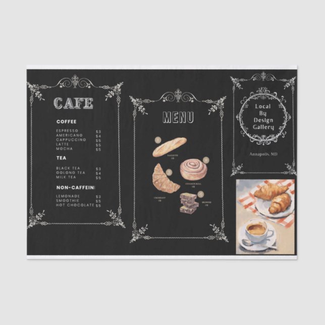 Cafe signage decoupage tissue paper (Front)