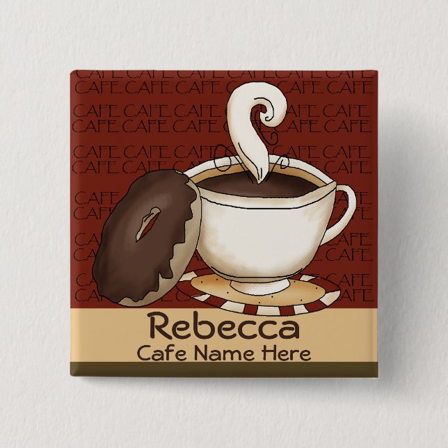 Cafe Staff Name ID 15 Cm Square Badge (Front)