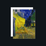 Cafe Terrace Arles, Place du Forum by van Gogh Holiday Postcard<br><div class="desc">Vincent van Gogh - Cafe Terrace Arles (Cafe Terrace,  Place du Forum,  Arles),  1888. Vincent Willem van Gogh (1853-1890) was a Dutch Post-Impressionist painter who posthumously became one of the most famous and influential figures in Western art history.</div>