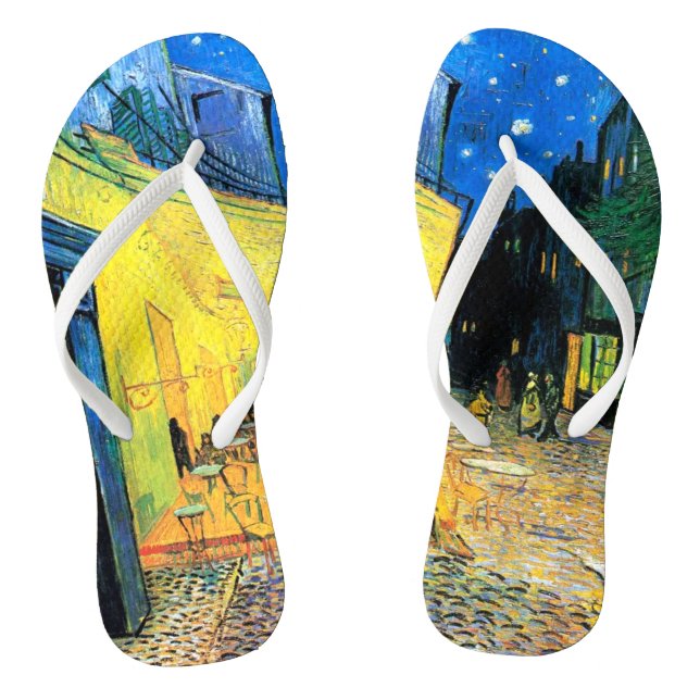 Café Terrace at Night (1888) Van Gogh Fine Art Thongs (Footbed)