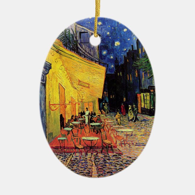 Cafe Terrace at Night by Vincent van Gogh Ceramic Ornament (Front)