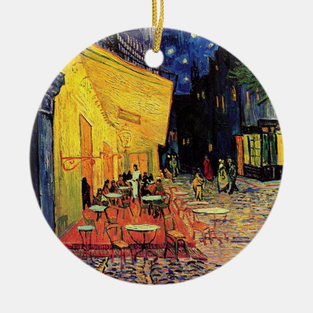 Cafe Terrace at Night by Vincent van Gogh Ceramic Ornament (Front)