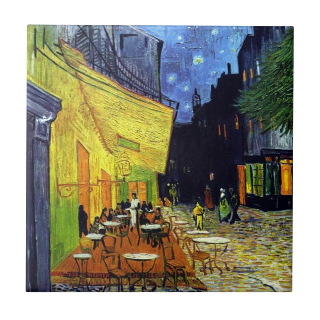 Cafe Terrace at Night by Vincent Van Gogh Ceramic Tile (Front)