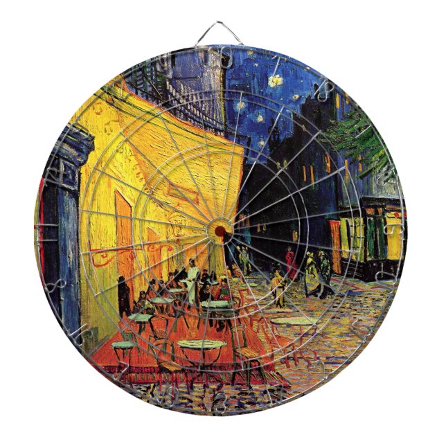 Cafe Terrace at Night by Vincent van Gogh Dartboard (Front)