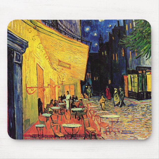 Cafe Terrace at Night by Vincent van Gogh Mouse Pad (Front)