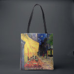 Cafe Terrace at Night by Vincent van Gogh Tote Bag<br><div class="desc">Beautiful all-over-print tote bags! Available in two styles and two sizes! Cafe Terrace on the Place du Forum by Vincent van Gogh is a vintage fine art post impressionism architectural cityscape painting. An exterior view of a restaurant with tables, chairs, waiters, and people dining. A beautiful night with stars in...</div>