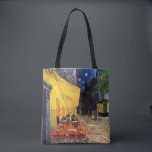 Cafe Terrace at Night by Vincent van Gogh Tote Bag<br><div class="desc">Beautiful all-over-print tote bags! Available in two styles and two sizes! Cafe Terrace on the Place du Forum by Vincent van Gogh is a vintage fine art post impressionism architectural cityscape painting. An exterior view of a restaurant with tables, chairs, waiters, and people dining. A beautiful night with stars in...</div>