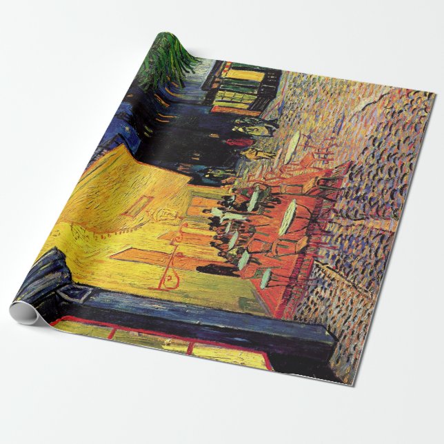Cafe Terrace at Night by Vincent van Gogh Wrapping Paper (Unrolled)