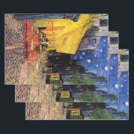 Cafe Terrace at Night by Vincent van Gogh Wrapping Paper Sheet<br><div class="desc">Cafe Terrace on the Place du Forum by Vincent van Gogh is a vintage fine art post impressionism architectural cityscape painting. An exterior view of a restaurant with tables, chairs, waiters, and people dining. A beautiful night with stars in the sky in Arles, France. About the artist: Vincent Willem van...</div>