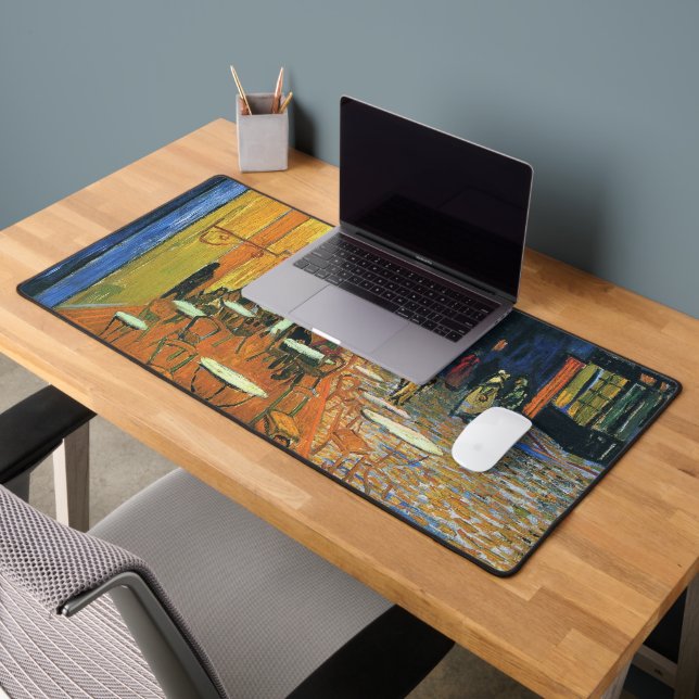 Cafe Terrace at Night Desk Mat (Office 2)