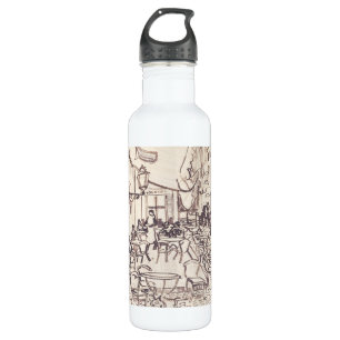 Cafe Terrace at Night, Fine Art Sketch, Van Gogh 710 Ml Water Bottle