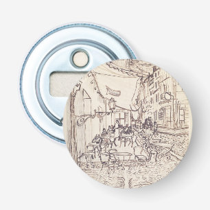 Cafe Terrace at Night, Fine Art Sketch, Van Gogh Bottle Opener