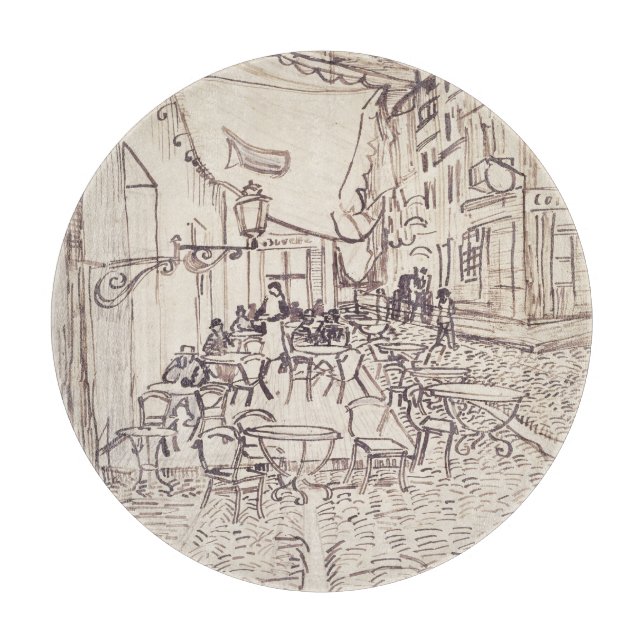 Cafe Terrace at Night, Fine Art Sketch, Van Gogh Cutting Board (Front)
