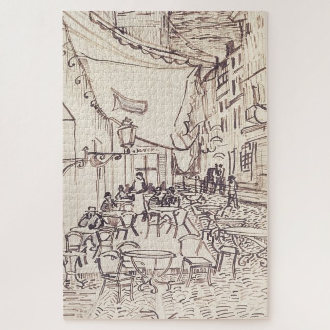 Cafe Terrace at Night, Fine Art Sketch, Van Gogh Jigsaw Puzzle (Vertical)