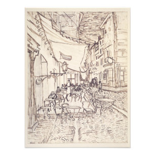 Cafe Terrace at Night, Fine Art Sketch, Van Gogh Photo Print