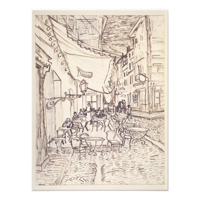 Cafe Terrace at Night, Fine Art Sketch, Van Gogh Photo Print (Front)