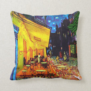 Café Terrace At Night Painting Vincent van Gogh Cushion