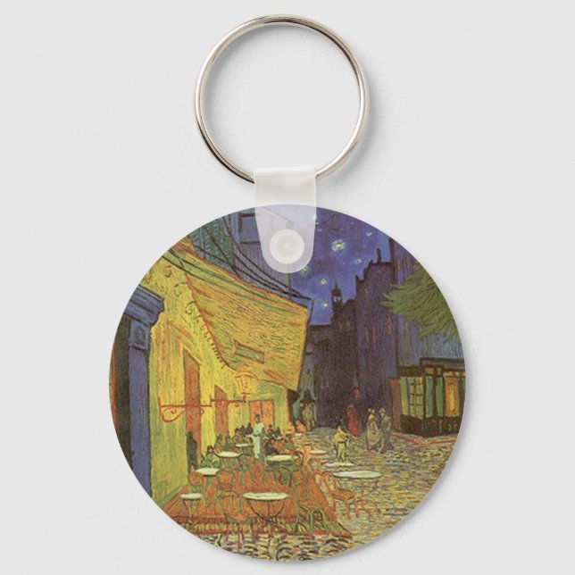 Cafe' Terrace At Night Van Gogh coffeehouse Gifts Key Ring (Front)
