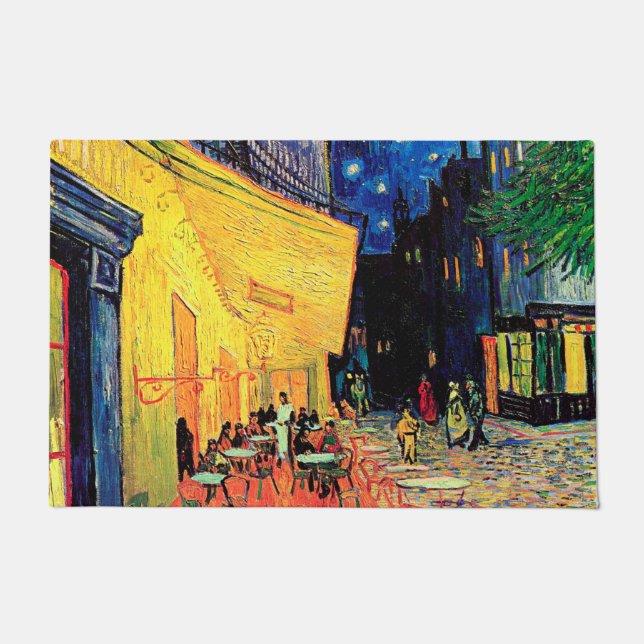 Cafe Terrace at Night, Vincent van Gogh, 1888 Doormat (Front)