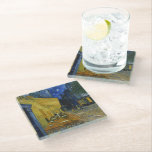 Cafe Terrace at Night | Vincent van Gogh Glass Coaster<br><div class="desc">Cafe Terrace at Night (1888) by Vincent van Gogh is a luminous and iconic depiction of a cosy outdoor café in Arles, France, under a starry evening sky. The vibrant yellow glow of the café contrasts beautifully with the deep blue of the night, creating a warm, inviting ambiance. Van Gogh’s...</div>