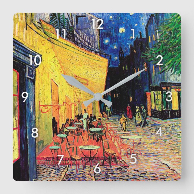 Cafe Terrace at Night, Vincent van Gogh Square Wall Clock (Front)