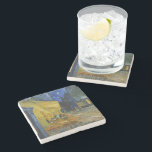 Cafe Terrace at Night | Vincent van Gogh Stone Coaster<br><div class="desc">Cafe Terrace at Night (1888) by Vincent van Gogh is a luminous and iconic depiction of a cosy outdoor café in Arles, France, under a starry evening sky. The vibrant yellow glow of the café contrasts beautifully with the deep blue of the night, creating a warm, inviting ambiance. Van Gogh’s...</div>