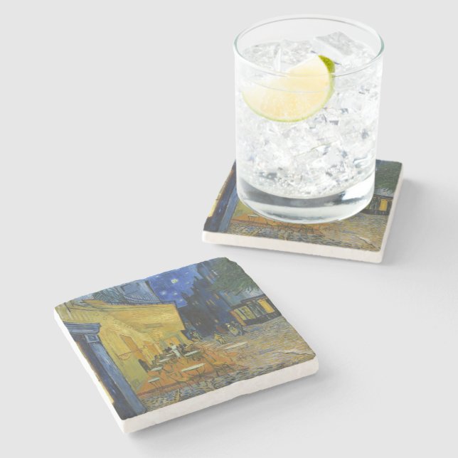 Cafe Terrace at Night | Vincent van Gogh Stone Coaster (Side)