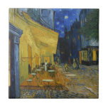 Café Terrace by Vincent Van Gogh  Ceramic Tile<br><div class="desc">This painting of a colourful outdoor view is a picturesque work, the vision of a relaxed spectator who enjoys the charm of his surrounding without any concern. It recalls Van Gogh's mood when he wrote that "the night is more alive and more richly coloured than the day." The yellow of...</div>