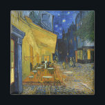 Café Terrace by Vincent Van Gogh  Magnet<br><div class="desc">This painting of a colourful outdoor view is a picturesque work, the vision of a relaxed spectator who enjoys the charm of his surrounding without any concern. It recalls Van Gogh's mood when he wrote that "the night is more alive and more richly coloured than the day." The yellow of...</div>