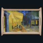 Café Terrace by Vincent Van Gogh  Serving Tray<br><div class="desc">This painting of a colourful outdoor view is a picturesque work, the vision of a relaxed spectator who enjoys the charm of his surrounding without any concern. It recalls Van Gogh's mood when he wrote that "the night is more alive and more richly coloured than the day." The yellow of...</div>