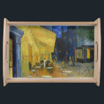 Café Terrace by Vincent Van Gogh  Serving Tray<br><div class="desc">This painting of a colourful outdoor view is a picturesque work, the vision of a relaxed spectator who enjoys the charm of his surrounding without any concern. It recalls Van Gogh's mood when he wrote that "the night is more alive and more richly coloured than the day." The yellow of...</div>
