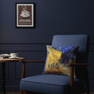 Cafe Terrace Night France Vincent van Gogh Cushion