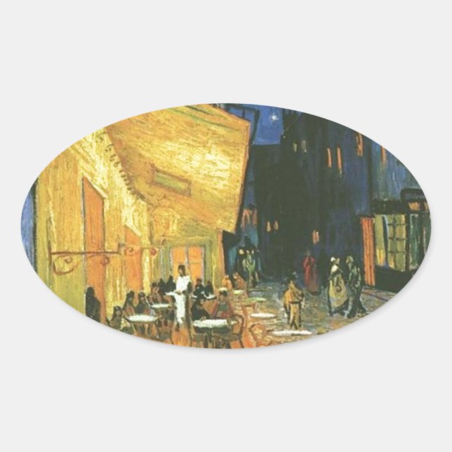 Cafe Terrace - Vincent van Gogh Oval Sticker (Front)